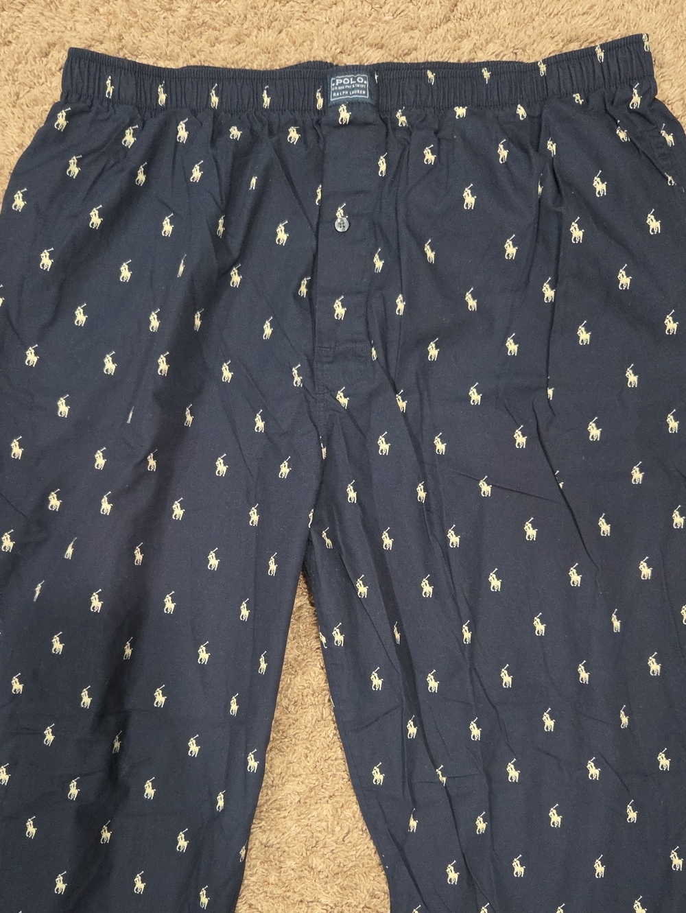 POLO Ralph Lauren Navy Blue Allover Pony Lounge Pajama Pants XL